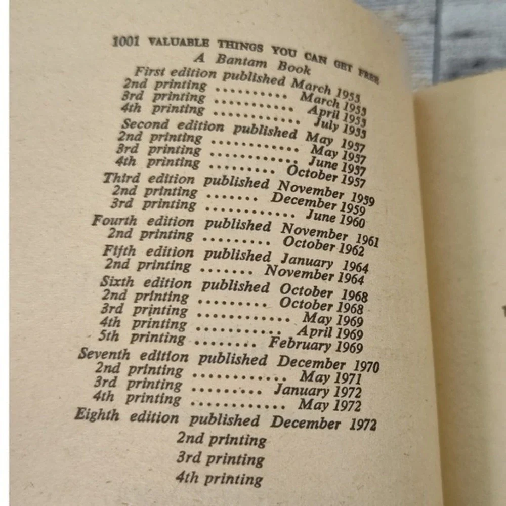 1001 Valuable Things You Can Get For Free Mort Weisinger 1972 Bantam Vintage‎ PB